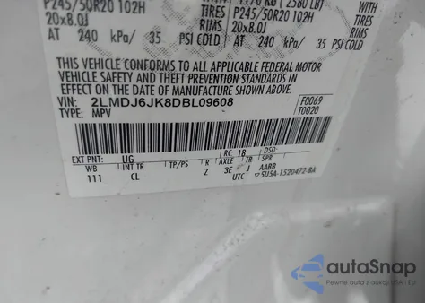 2013 Lincoln Mkx from USA, damaged, VIN 2LMDJ6JK8DBL09608